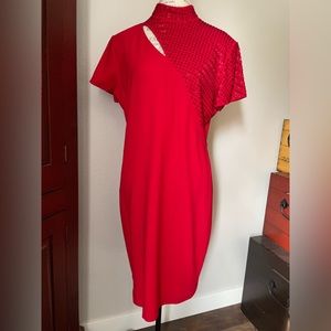 Size 16 Liz Claiborne Like New Red Beaded Dress